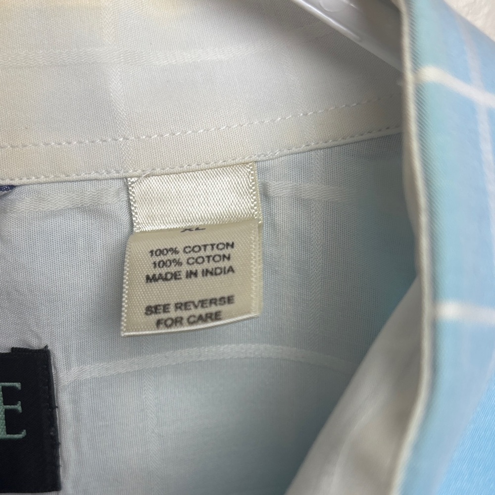 Mine Light Blue Plaid Button Down Long Sleeve Men's Shirt Size XL - Picture 3 of 16